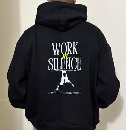 WORK IN SILENCE HOODIE - BLACK